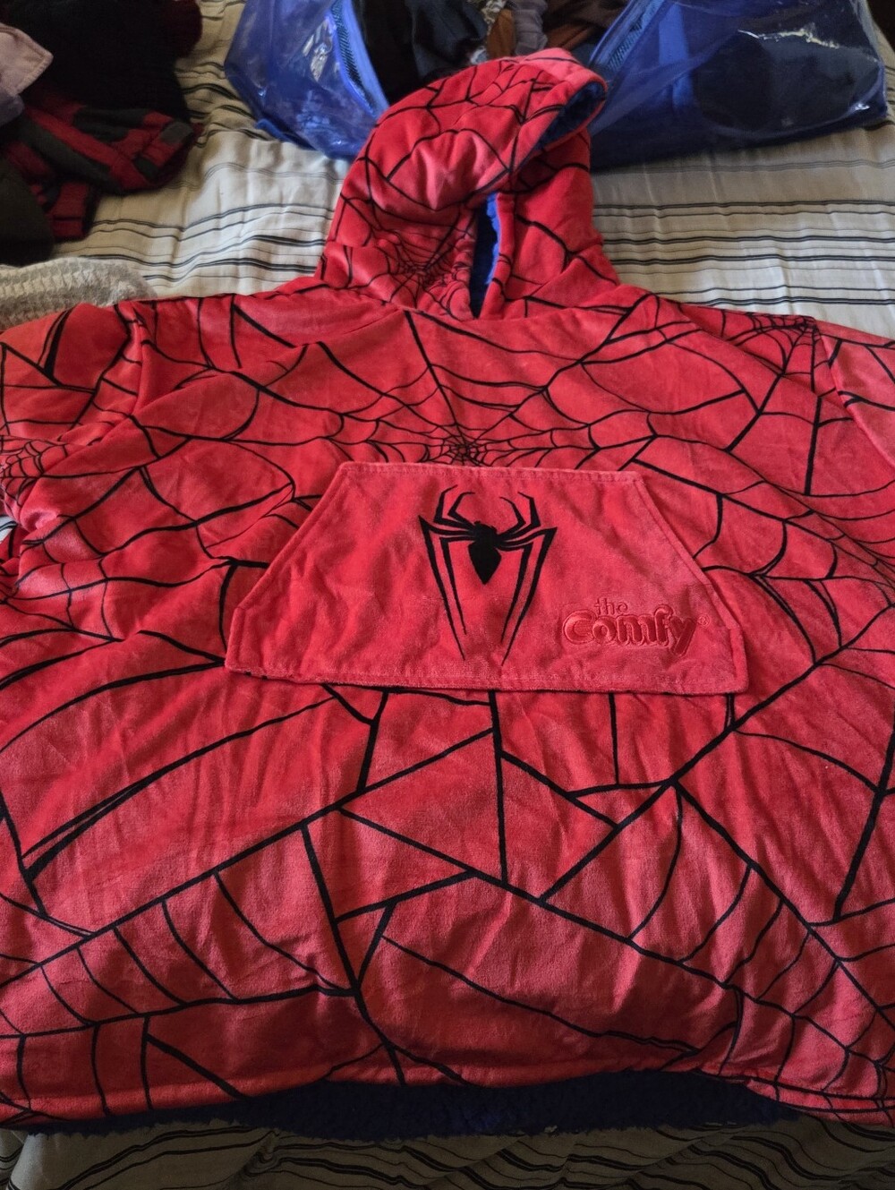 Spiderman Web Hooded Wearable Blanket Pullover - Red